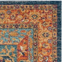 Tradicionalni cvjetni tepih, plava i narančasta, 4' 6'