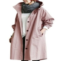 Ženski kaput s kapuljačom u boji S kapuljačom u boji, jakna s dugim rukavima, ležerni Kaputi, radna gornja odjeća,
