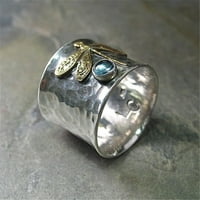 Xinqinghao jedinstveni retro akvamarinski insekt prsten za žensku godišnjicu božićni poklon 7 srebro 7
