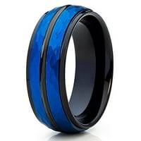 Plavi i crni ring s volframskom prstenom od volframskog karbida čekirani volfram prsten četkana kupola udobnost