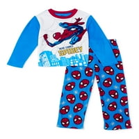 2-dijelni set pidžame za dječake Spider-Man, gornji dio dugih rukava i duge hlače u plavoj boji, veličine 4-10