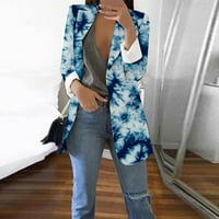 & Blazer jakne za žene dugih rukava, elegantne široke jakne s džepovima, Blazer za žene, poslovno Ležerne, plave,