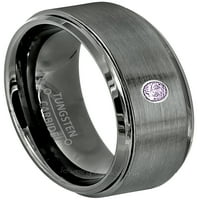 Volfram prsten od brušenog metala - ametist prsten od 0,07 karata-personalizirani zaručnički prsten od volframa