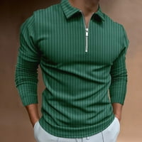 Muške košulje s dugim rukavima, Jednobojni pulover s ovratnikom, elastična bluza s patentnim zatvaračem