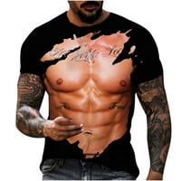Muški casual pulover s 3-inčnim digitalnim ispisom mišića vrata, sportske kratke hlače za fitness, majice s rukavima,