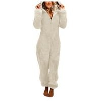 Ženski kombinezon s kapuljačom s dugim rukavima pidžama ležerna Zimska topla odjeća za spavanje rompe kombinezon