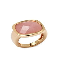14-karatni Zlatni ženski prsten sa sjajnim ružičastim kvarcom