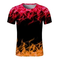 Muška majica s printom plamena od 3 a, Okrugli vrat, Kratki rukav, modne casual grafičke Majice, Majice, Majice